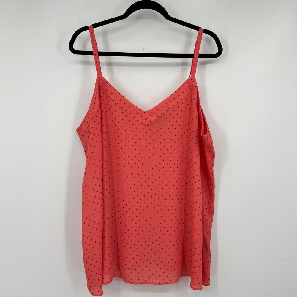 Torrid Top Womens Plus size 2 2X Orange Black Dot Sleeveless Tank Top